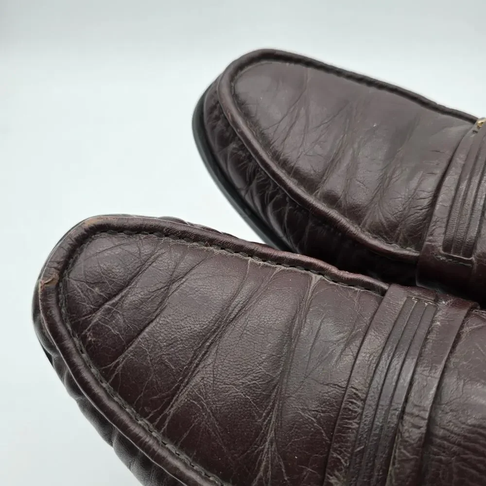 Florsheim Shoes Mens 10 Loafer Leather Flat Slip On Dark Brown Comfortech